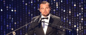 US actor Leonardo DiCaprio talks on stage during the amfAR's 23rd Cinema Against AIDS Gala on May 19, 2016 at the Hotel du Cap-Eden-Roc in Cap d'Antibes, France. / AFP PHOTO / ALBERTO PIZZOLI